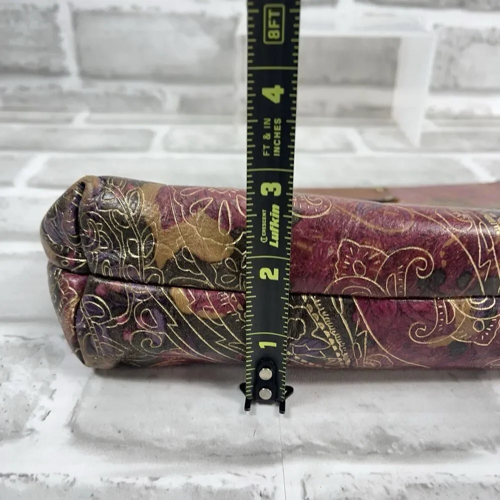 Patricia Nash Foldover Floral Embossed Leather Wristlet Clutch Handbag
